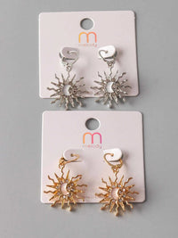 FASHION GOLD & SILVER SUN EARRINGS