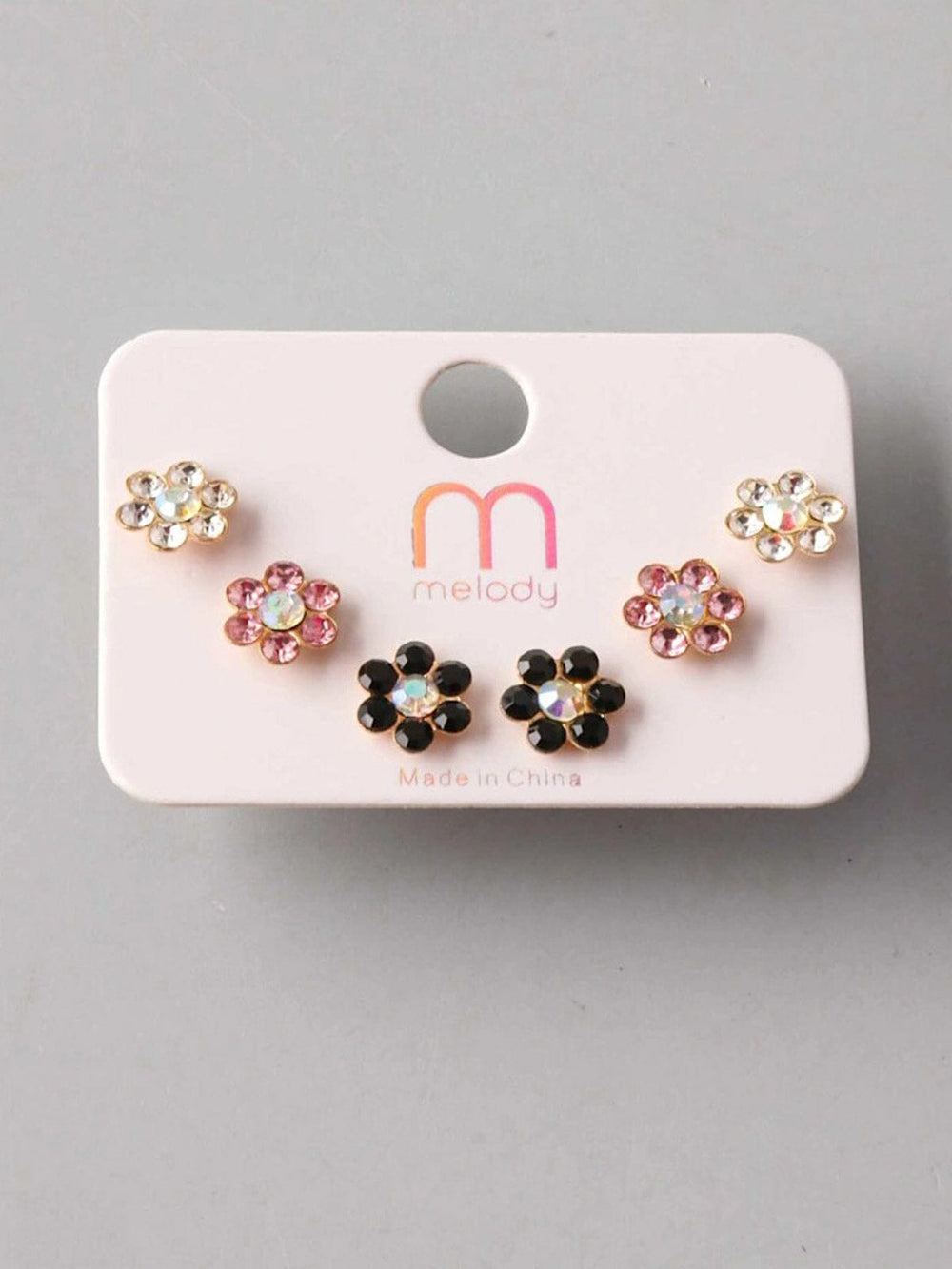FASHION ASSORTED COLORS FLOWERS 3PCS SET EARRINGS