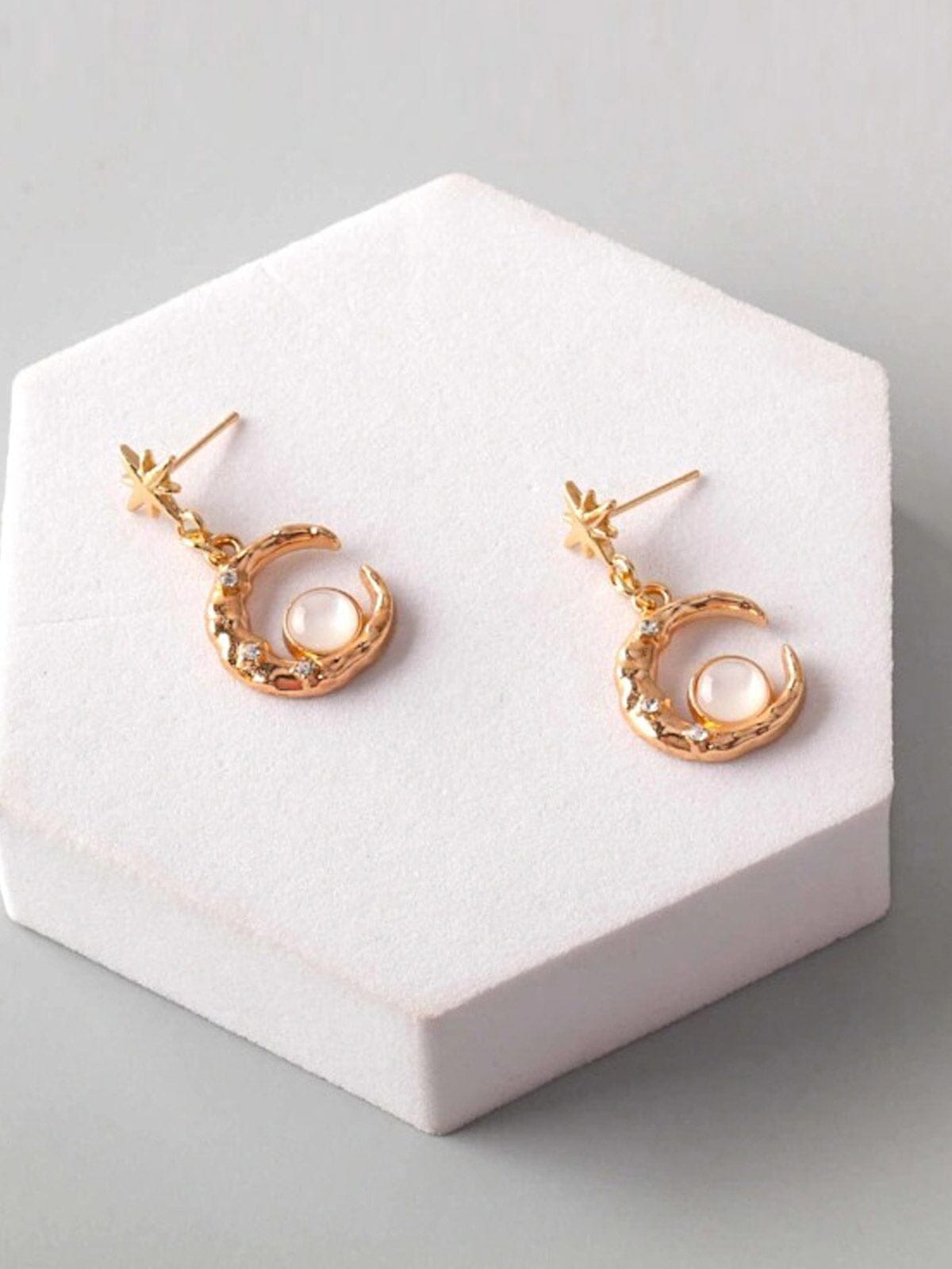 FASHION GOLD & SILVER MOON EARRINGS