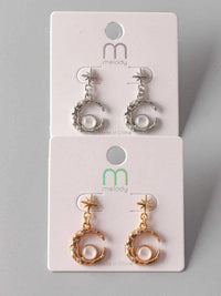 FASHION GOLD & SILVER MOON EARRINGS