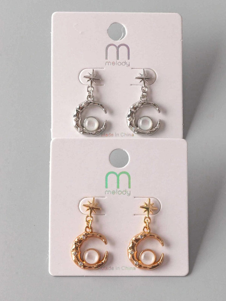 FASHION GOLD & SILVER MOON EARRINGS