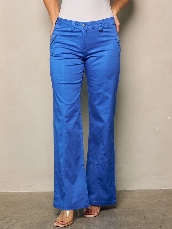 WOMEN'S BUTTON CLOSURE WIDE LEGS PANTS
