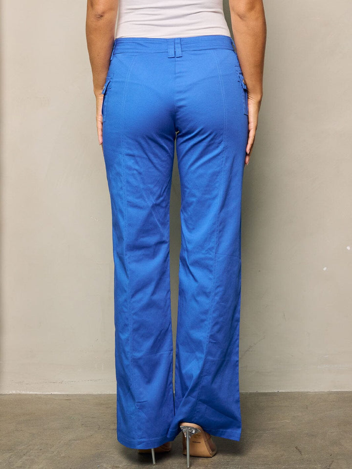 WOMEN'S BUTTON CLOSURE WIDE LEGS PANTS