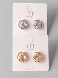 FASHION GOLD & SILVER STUDS EARRINGS