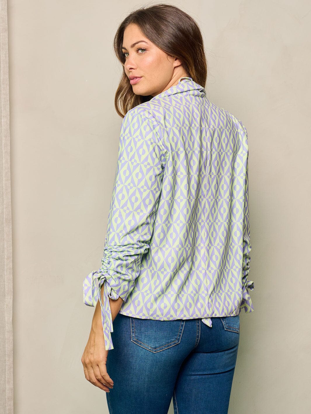 WOMEN'S 3/4 SLEEVES BLAZER & CROP TOP PRINTED 2PC SET.