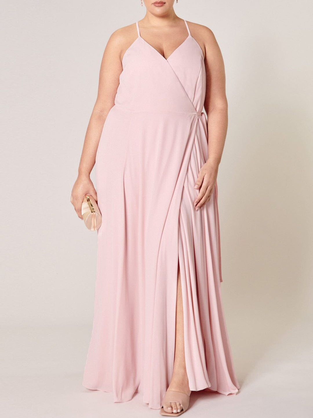 PLUS SIZE SLEEVELESS SURPLICE OPEN BACK MAXI DRESS