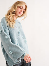 WOMEN'S LONG SLEEVE DETAILED PULLOVER SWEATER