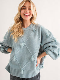 WOMEN'S LONG SLEEVE DETAILED PULLOVER SWEATER