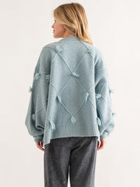 WOMEN'S LONG SLEEVE DETAILED PULLOVER SWEATER