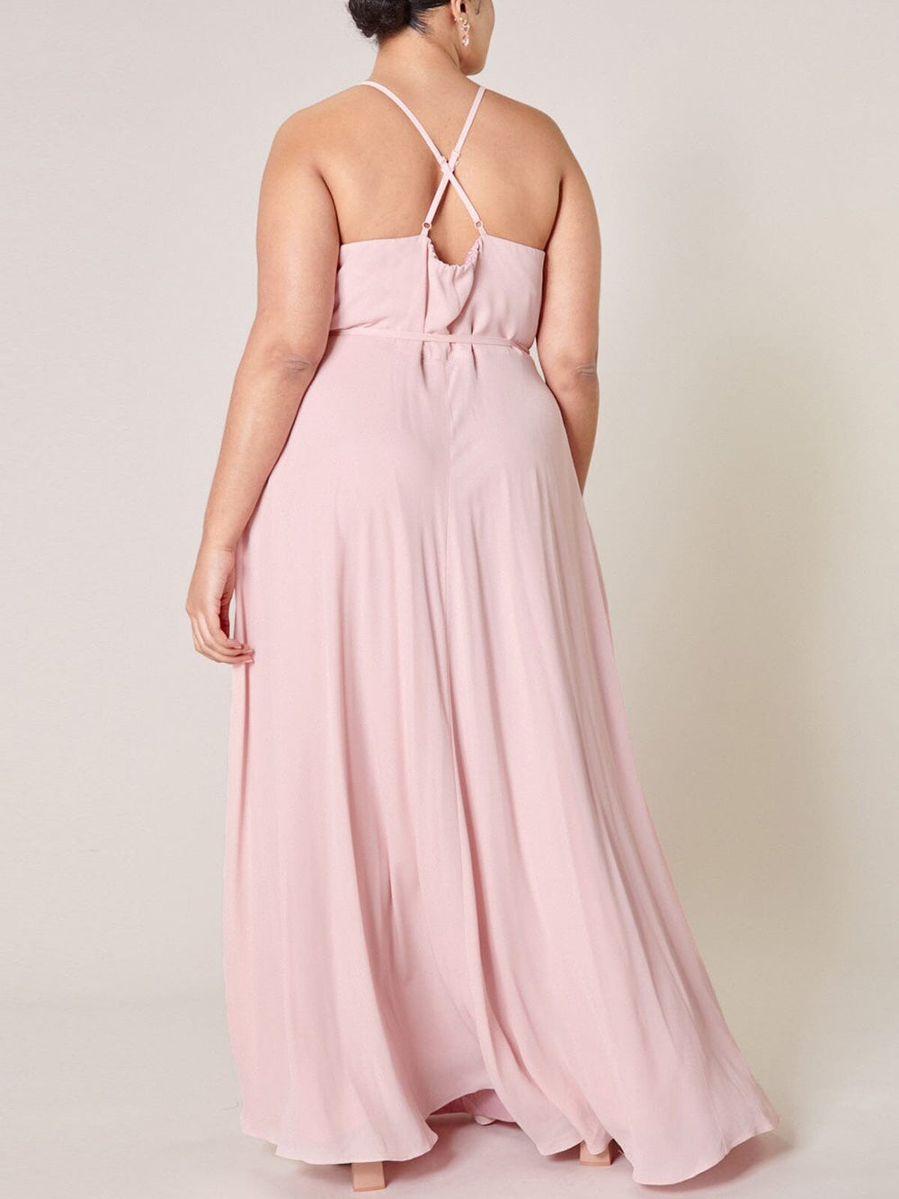PLUS SIZE SLEEVELESS SURPLICE OPEN BACK MAXI DRESS