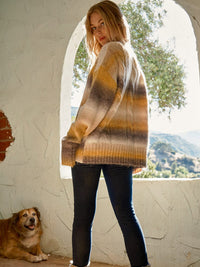 WOMEN'S LONG SLEEVE COLORBLOCK KNIT PULLOVER SWEATER