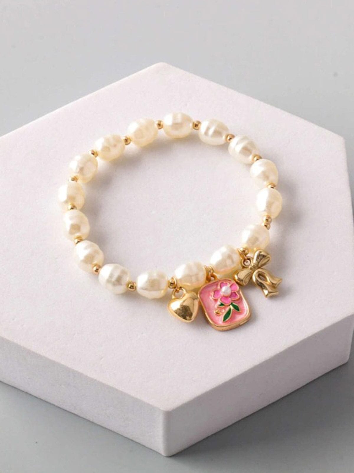 FASHION ASSORTED PENDANT PEARL FLOWER BRACELET