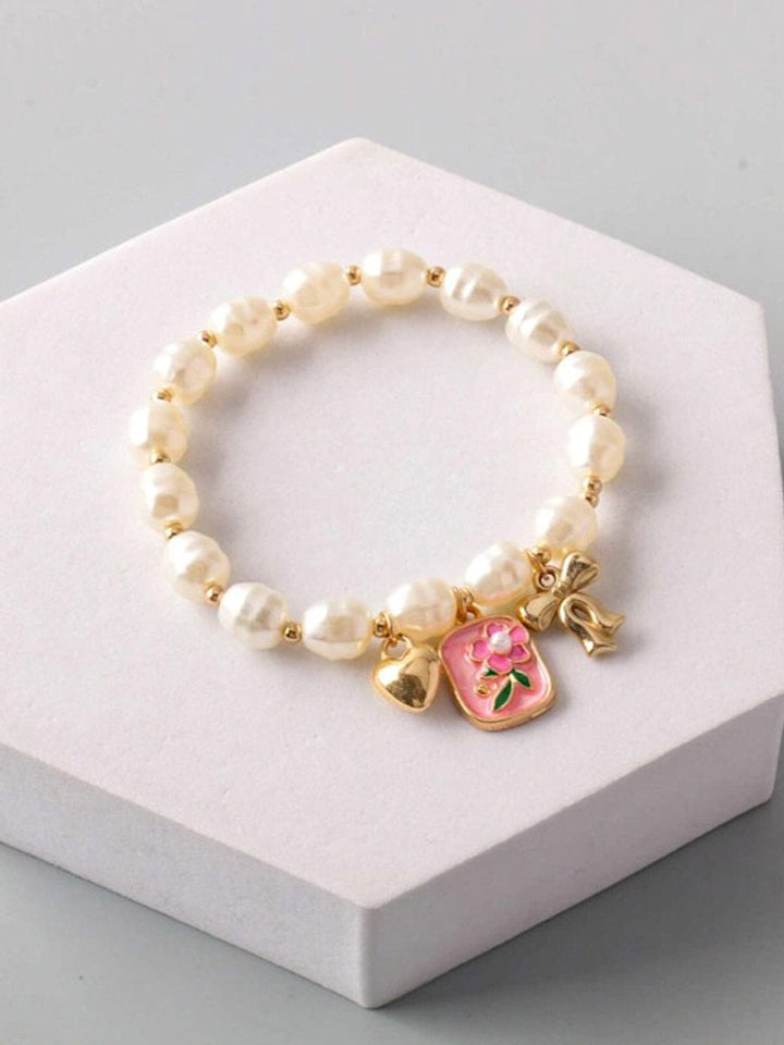 FASHION ASSORTED PENDANT PEARL FLOWER BRACELET