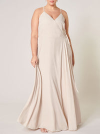 PLUS SIZE SLEEVELESS SURPLICE OPEN BACK MAXI DRESS