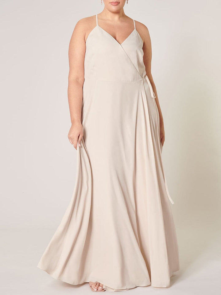 PLUS SIZE SLEEVELESS SURPLICE OPEN BACK MAXI DRESS