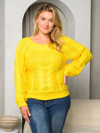 PLUS SIZE LONG SLEEVE KNIT PULLOVER SWEATER
