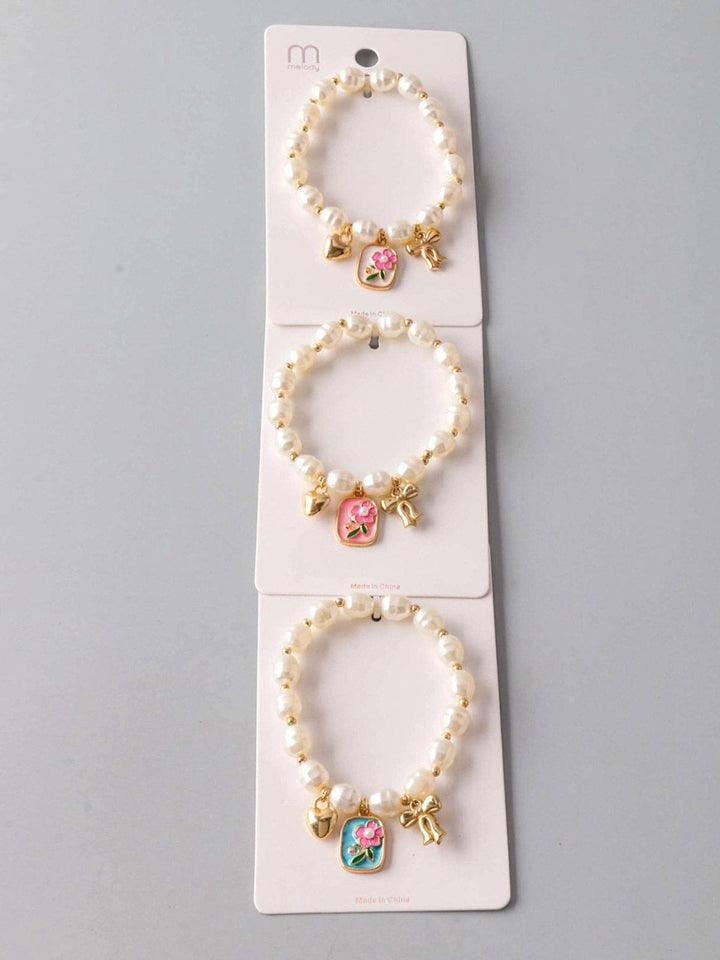 FASHION ASSORTED PENDANT PEARL FLOWER BRACELET