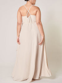 PLUS SIZE SLEEVELESS SURPLICE OPEN BACK MAXI DRESS