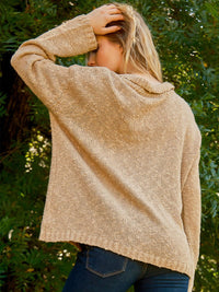 WOMEN'S LONG SLEEVE V-NECK LOOSE FIT KNIT TOP