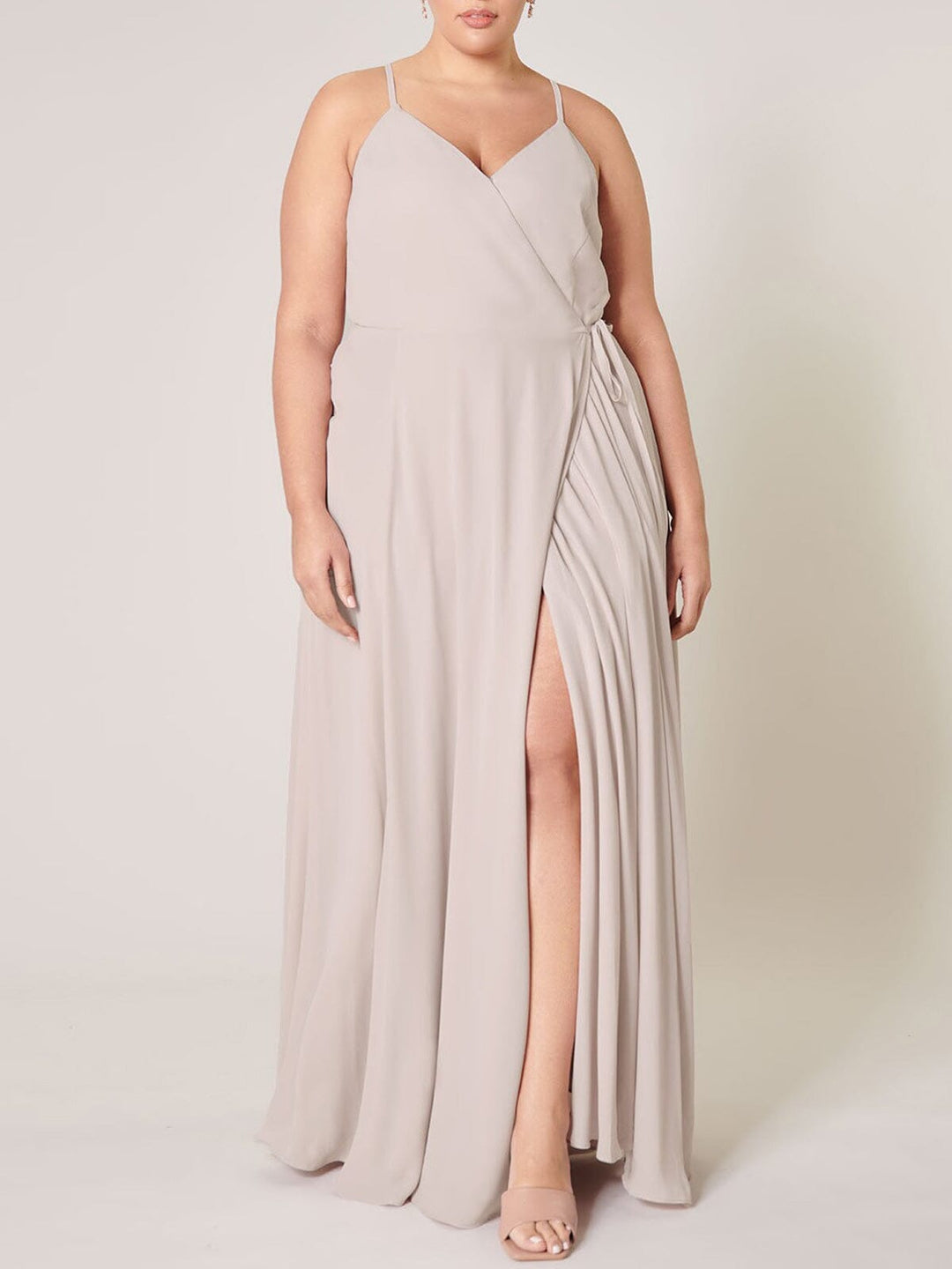 PLUS SIZE SLEEVELESS SURPLICE OPEN BACK MAXI DRESS