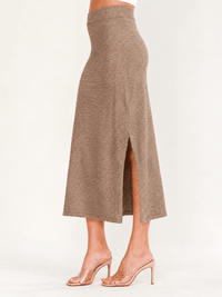 WOMEN'S ELASTIC WAIST SIDE SLIT MAXI SKIRT