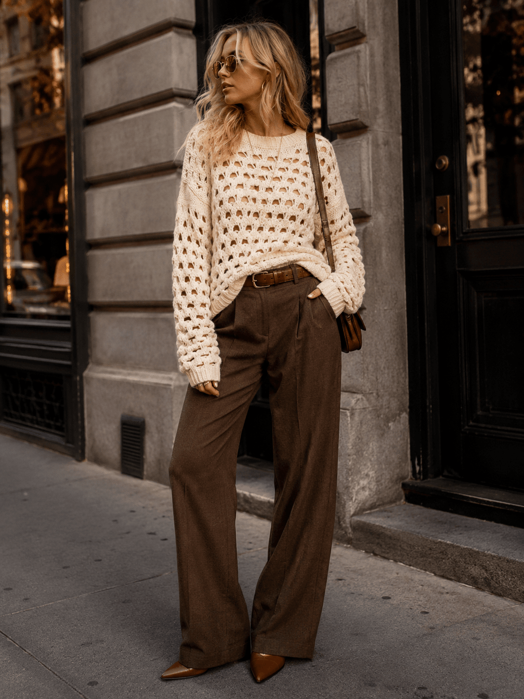 WOMEN'S LONG SLEEVE PULLOVER KNITTED SWEATER