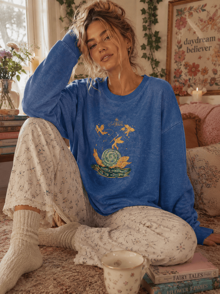 WOMEN'S LONG SLEEVE GRAPHIC STUDS PULLOVER SWEATER
