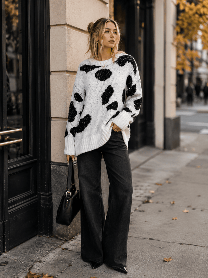 WOMEN'S LONG SLEEVE COLORBLOCK PULLOVER SWEATER