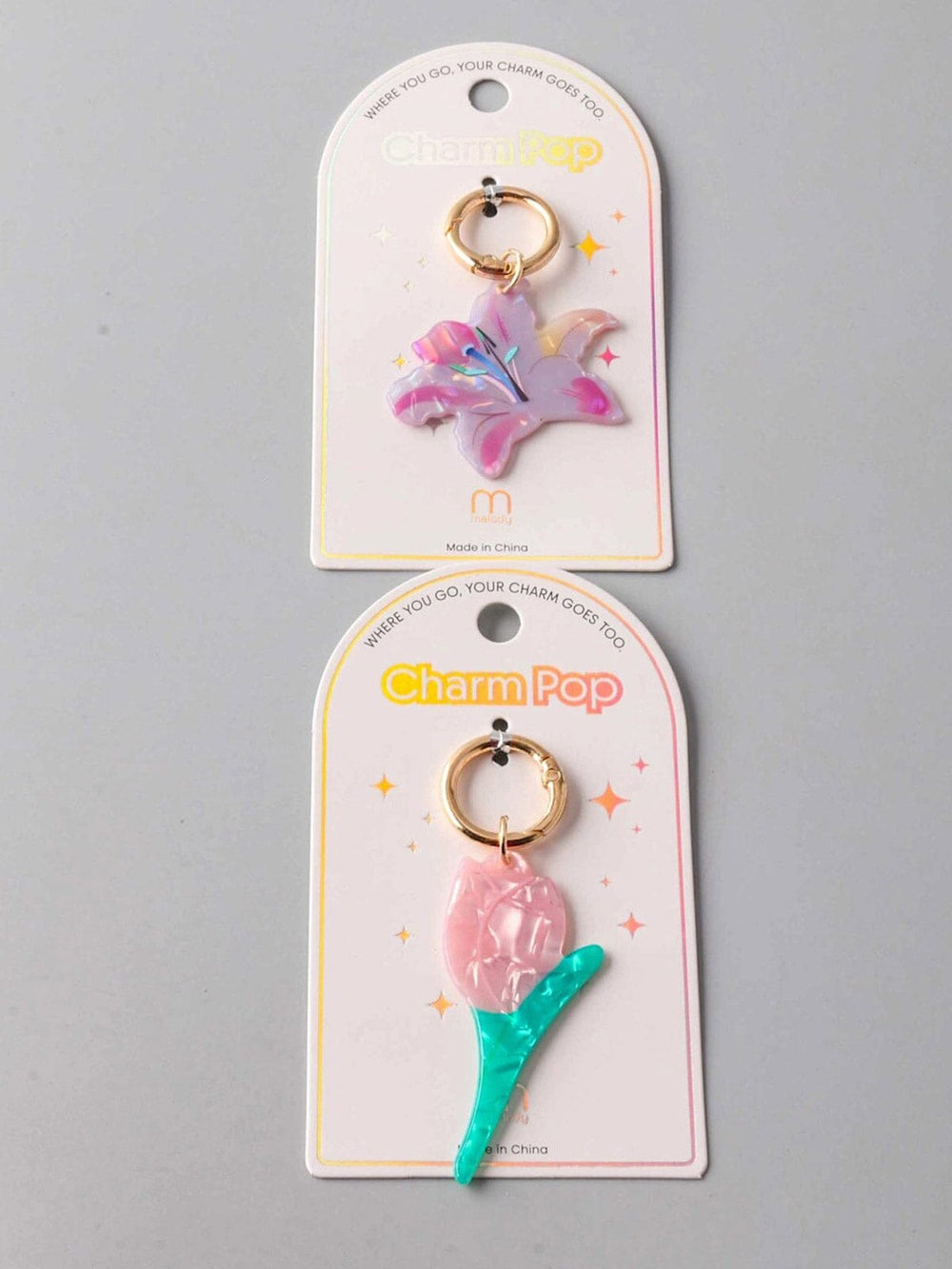 WHERE YOU GO YOUR CHARM GOES! FASHION ASSORTED FLOWERS PENDANT CHARMS