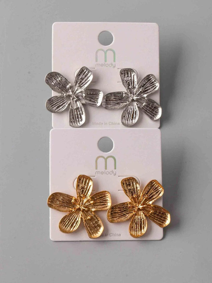 FASHION GOLD & SILVER FLOWER EARRINGS
