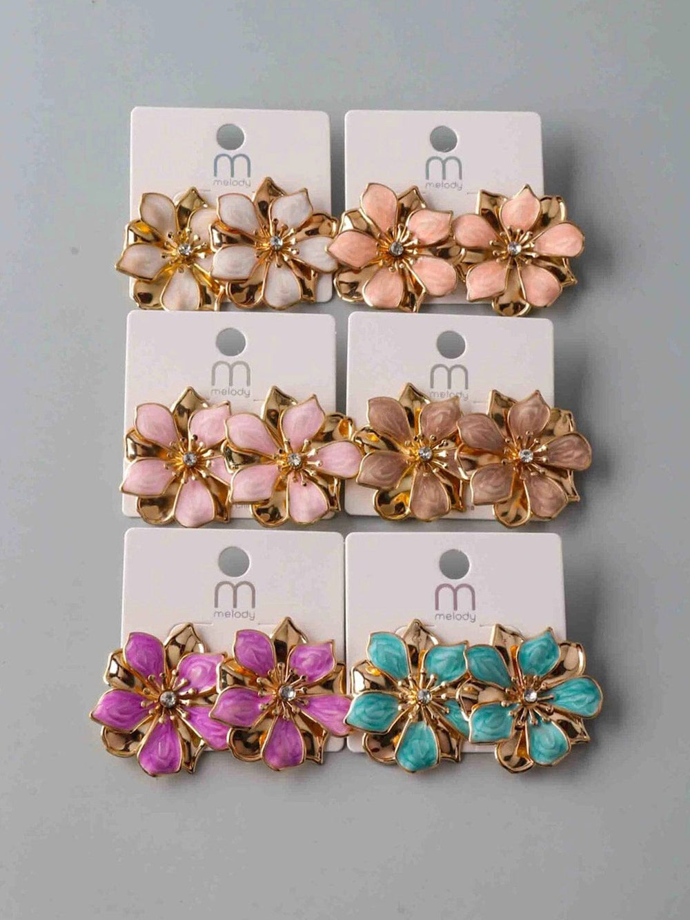 FASHION ASSORTED COLORS FLOWERS EARRINGS