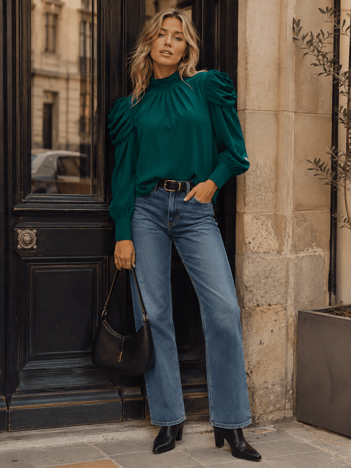 ENTRO WOMEN'S LONG SLEEVE SOLID BLOUSE