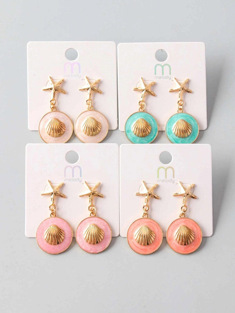 FASHION ASSORTED COLORS SEA SHELL EARRINGS
