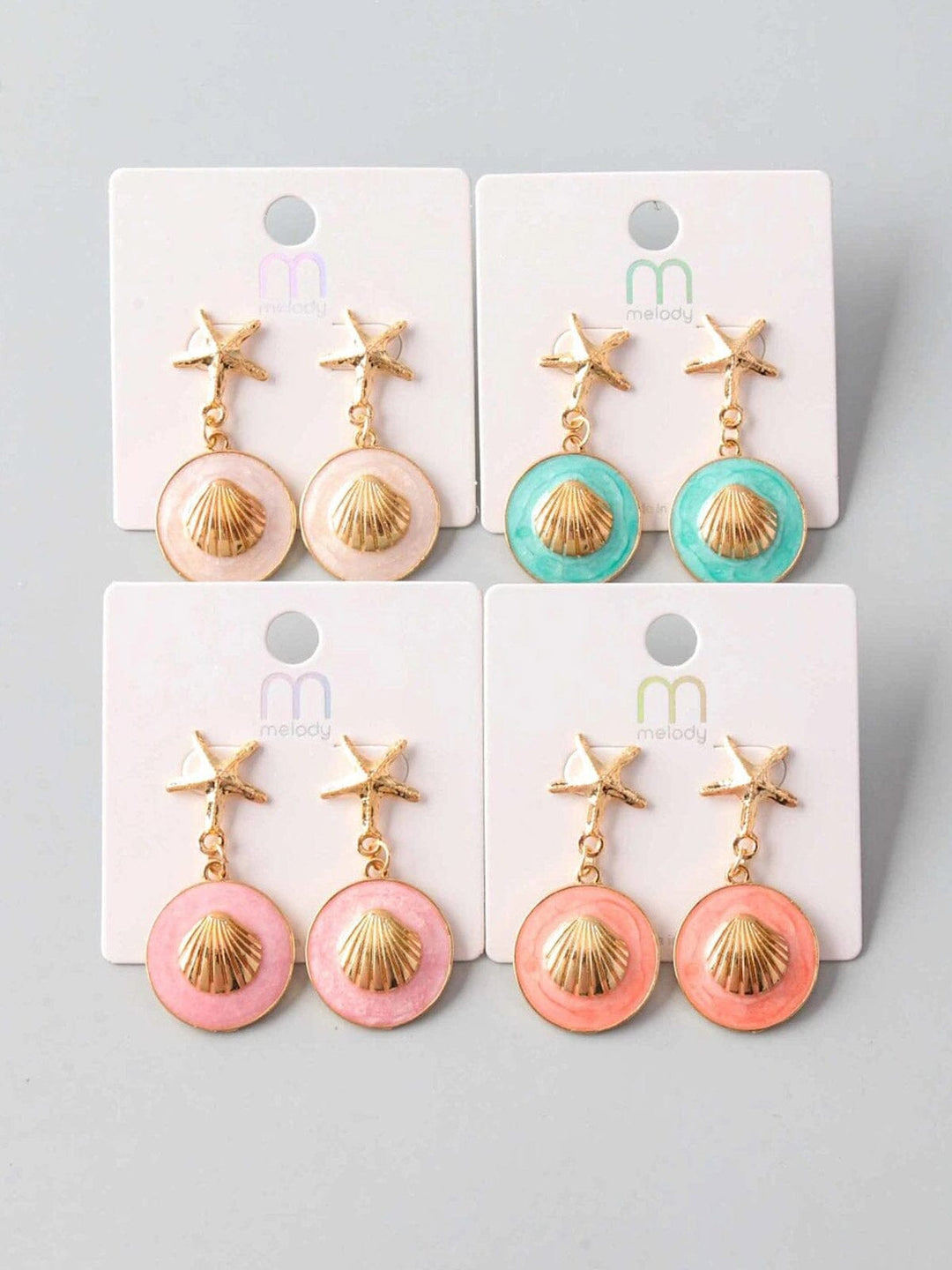 FASHION ASSORTED COLORS SEA SHELL EARRINGS