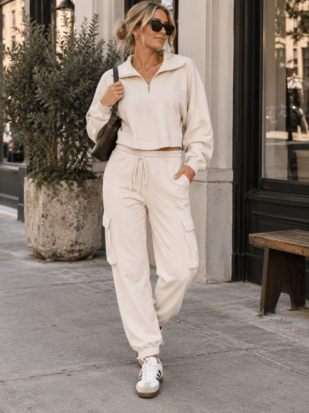WOMEN'S LONG SLEEVE OPEN BACK SWEATER & ELASTIC WAIST JOGGER PANTS 2PC. SET