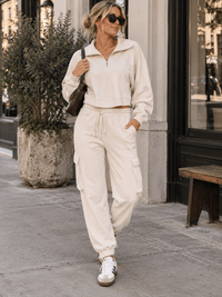 WOMEN'S LONG SLEEVE OPEN BACK SWEATER & ELASTIC WAIST JOGGER PANTS 2PC. SET