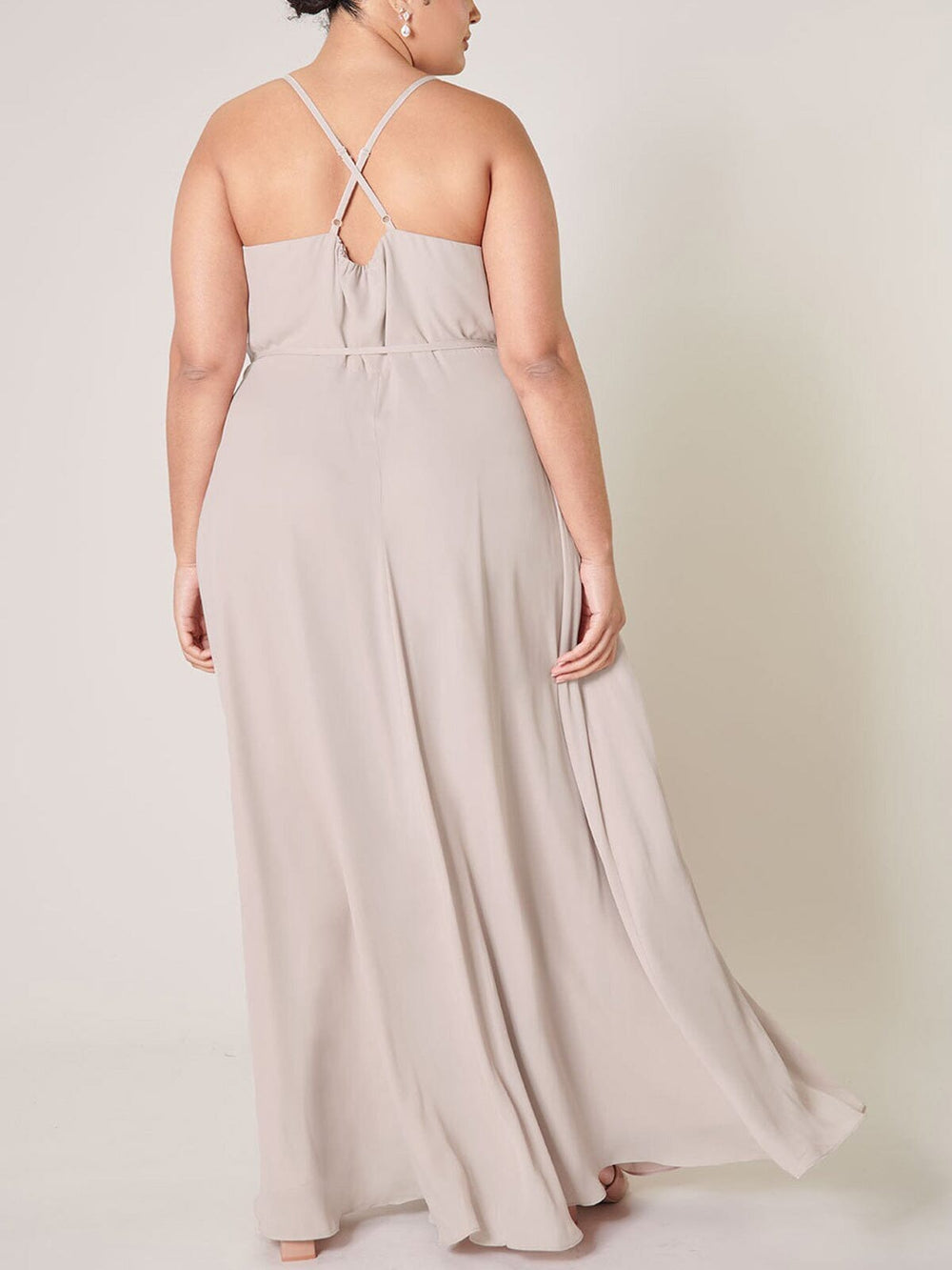 PLUS SIZE SLEEVELESS SURPLICE OPEN BACK MAXI DRESS