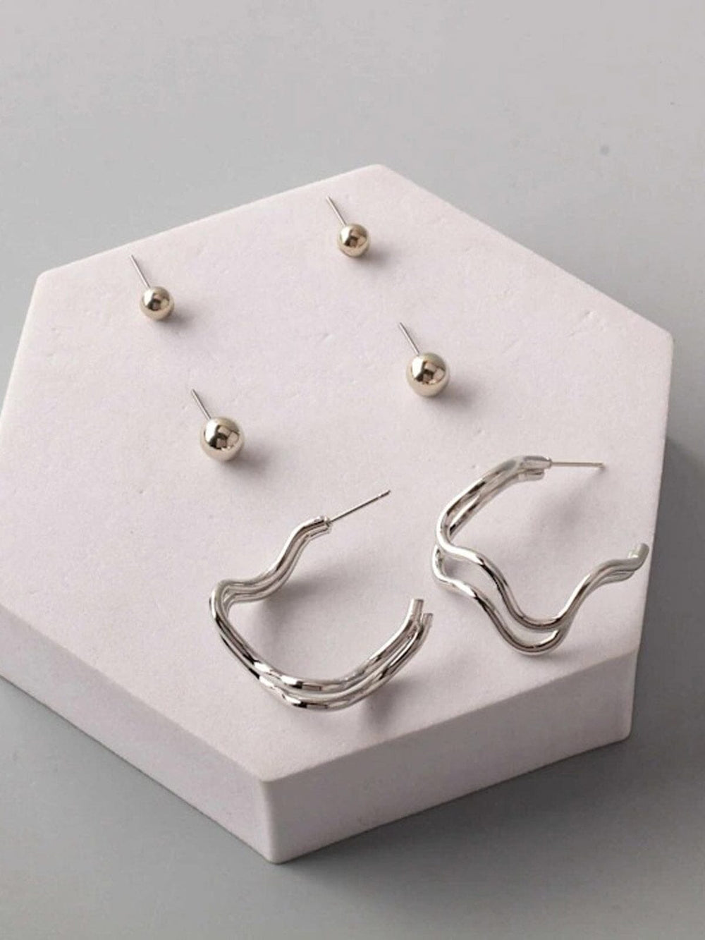 FASHION GOLD & SILVER 3PC. SET EARRINGS