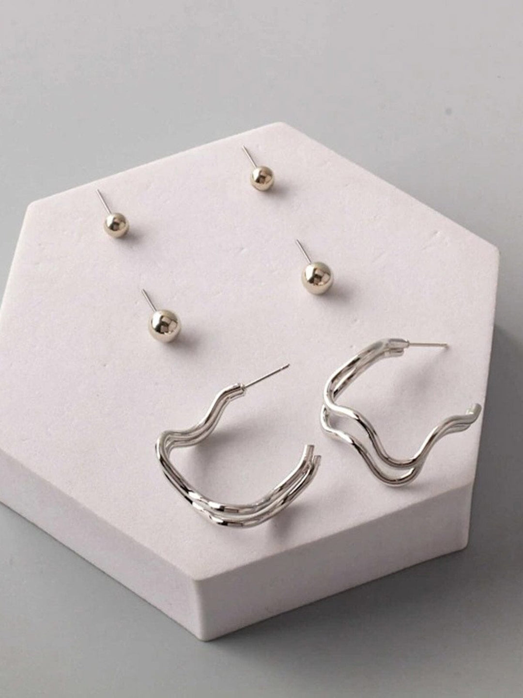 FASHION GOLD & SILVER 3PC. SET EARRINGS
