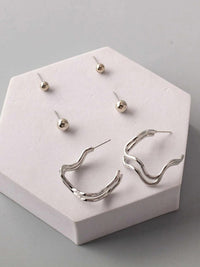 FASHION GOLD & SILVER 3PC. SET EARRINGS