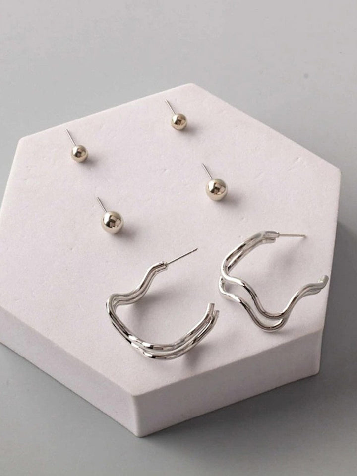 FASHION GOLD & SILVER 3PC. SET EARRINGS