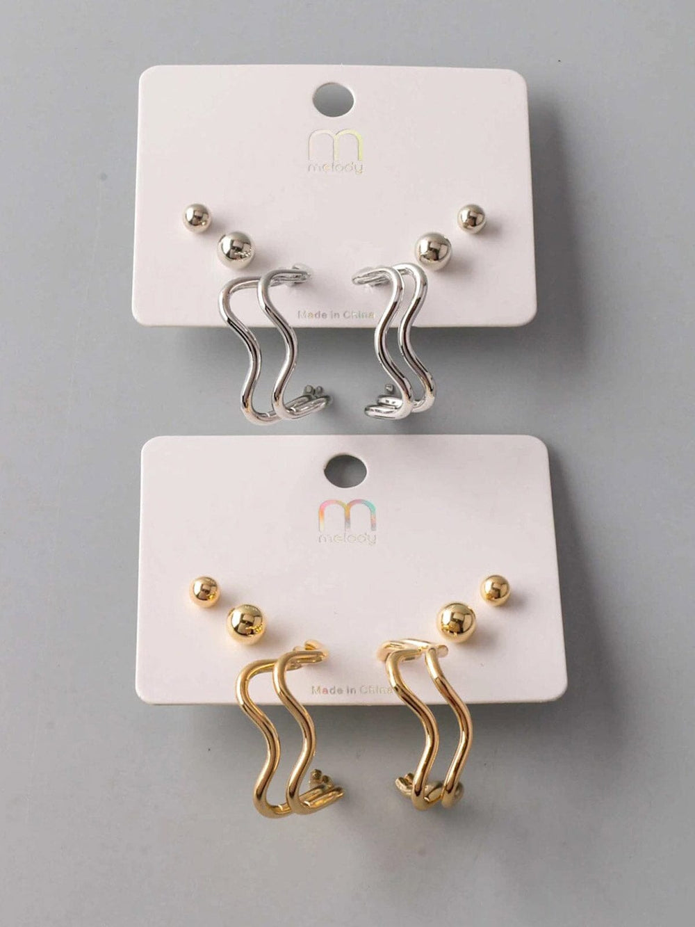 FASHION GOLD & SILVER 3PC. SET EARRINGS