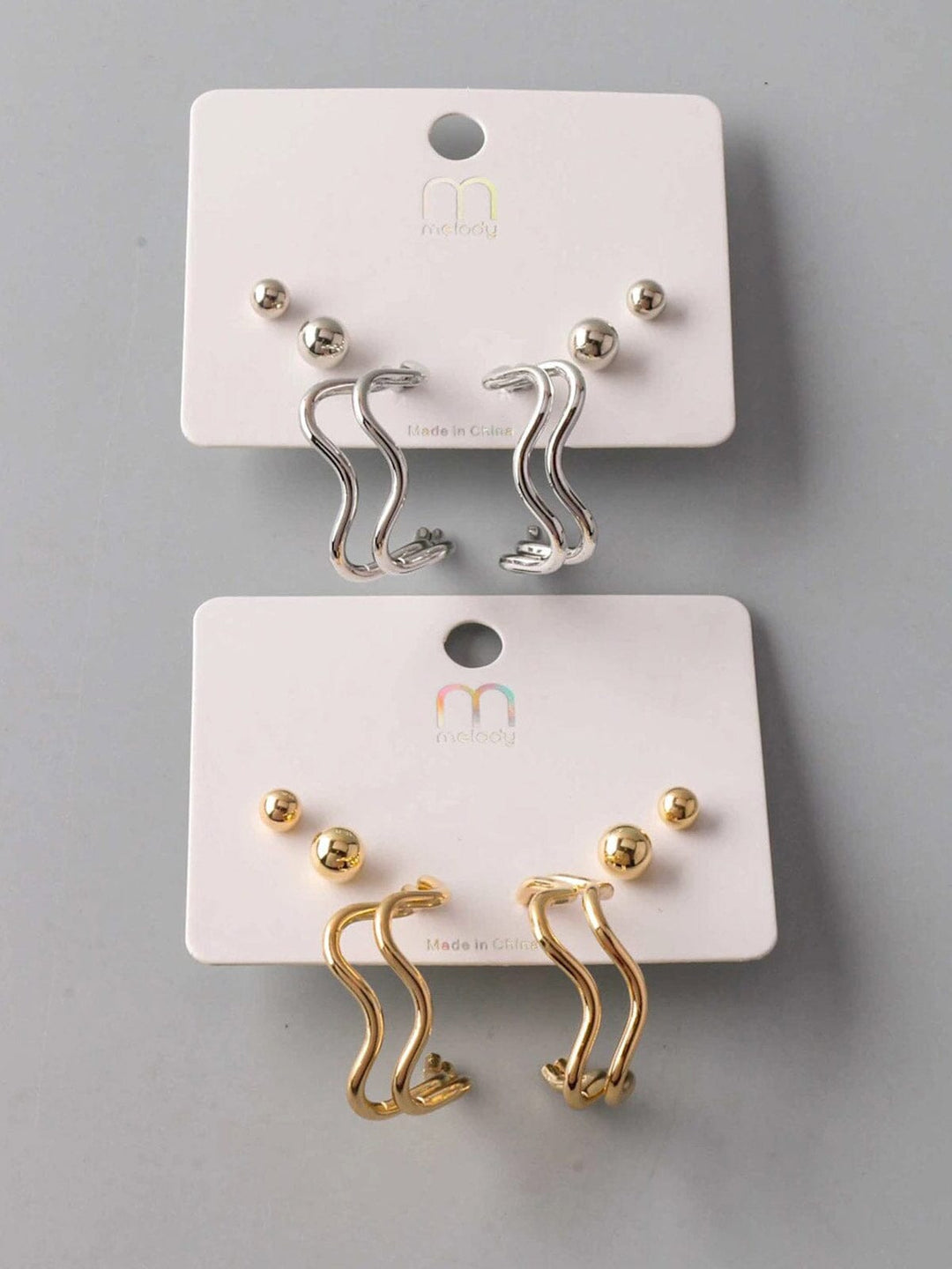 FASHION GOLD & SILVER 3PC. SET EARRINGS