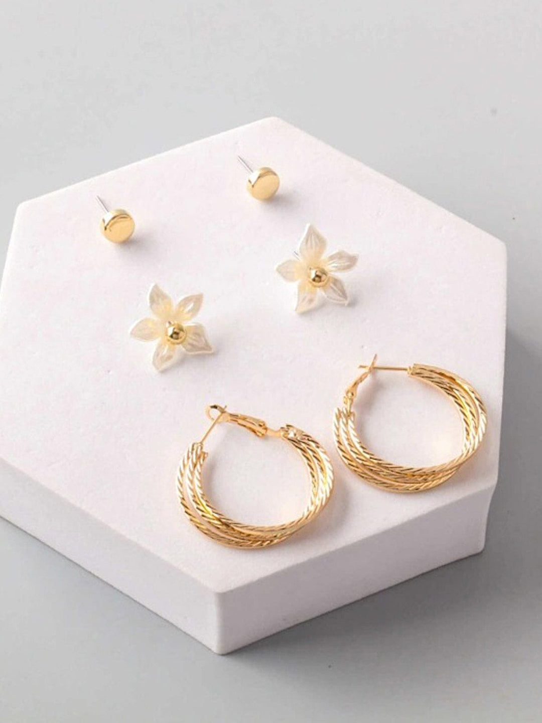 FASHION GOLD & SILVER 3PC. SET EARRINGS
