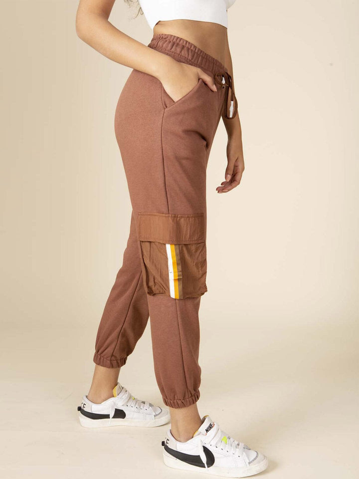 WOMEN'S POCKETS DETAILED SELF TIE JOGGER PANTS