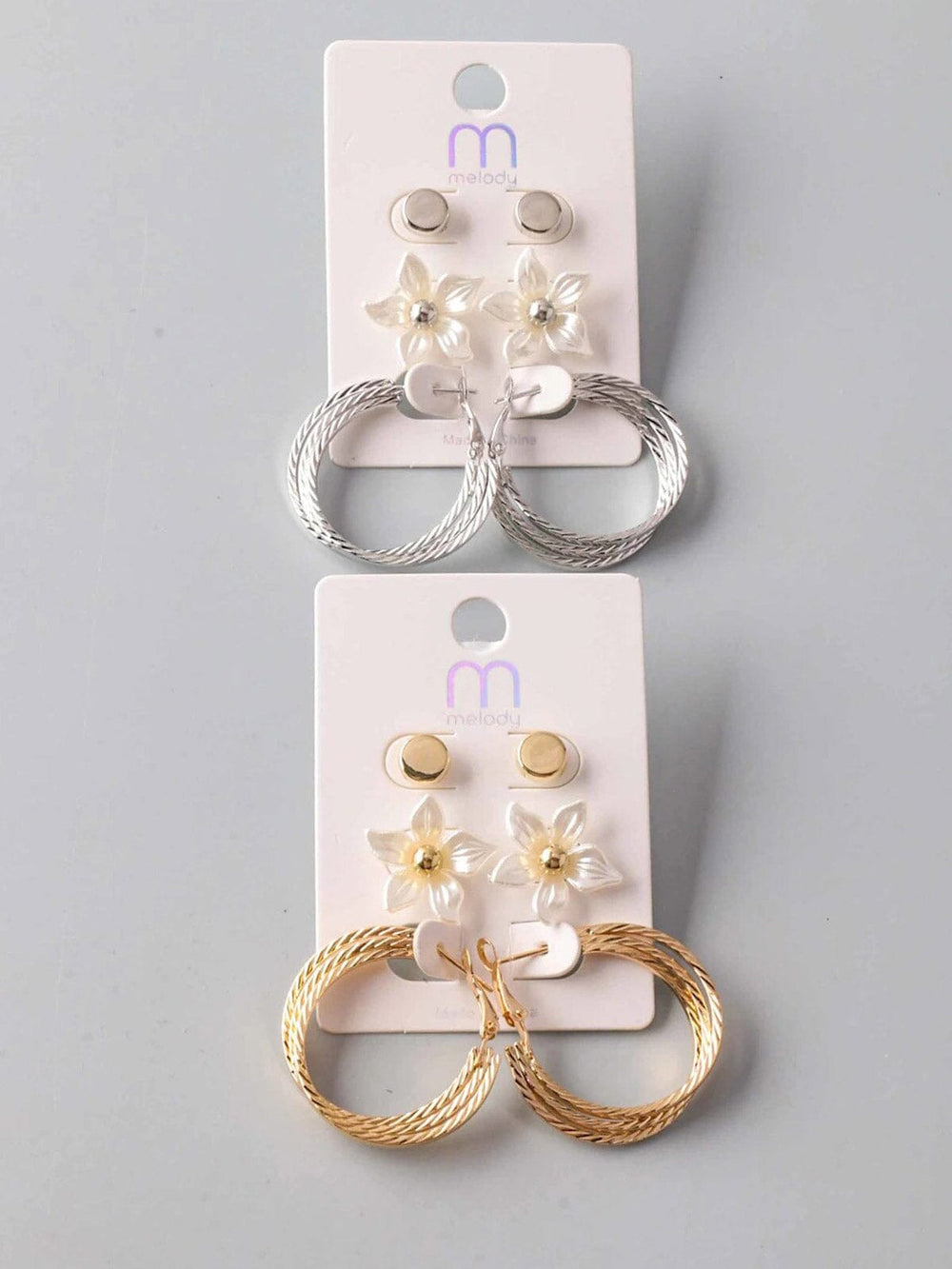 FASHION GOLD & SILVER 3PC. SET EARRINGS