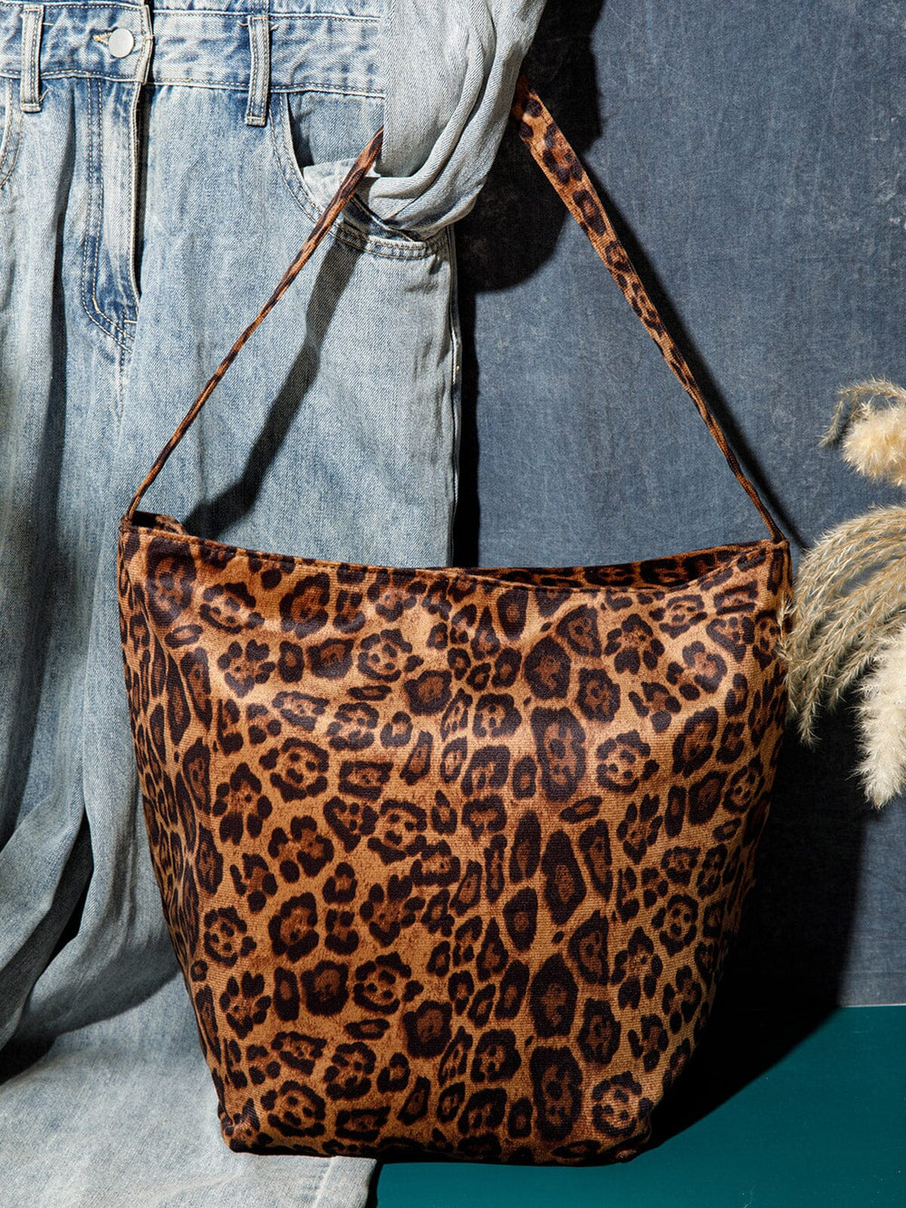 WOMEN'S SUEDE ANIMAL PRINT TOTE BAG