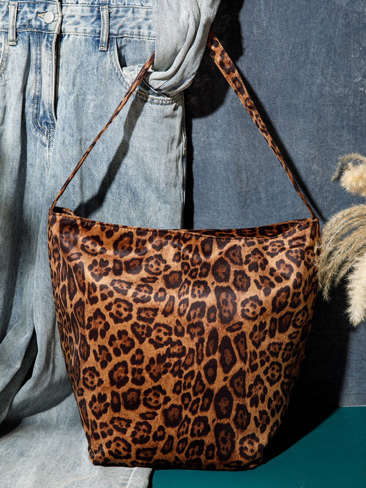 WOMEN'S SUEDE ANIMAL PRINT TOTE BAG