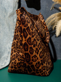 WOMEN'S SUEDE ANIMAL PRINT TOTE BAG