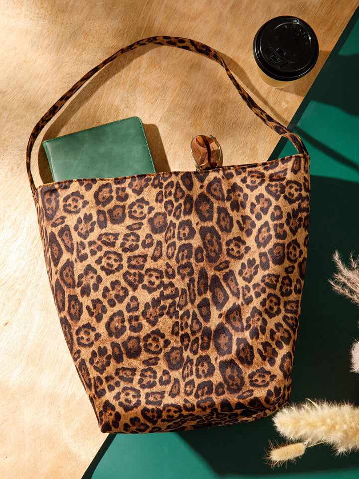 WOMEN'S SUEDE ANIMAL PRINT TOTE BAG